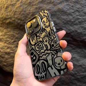 グラフィティデザイン スマホケース 耐衝撃保護カバー iPhone 11 12 13 14 15 Pro Max対応