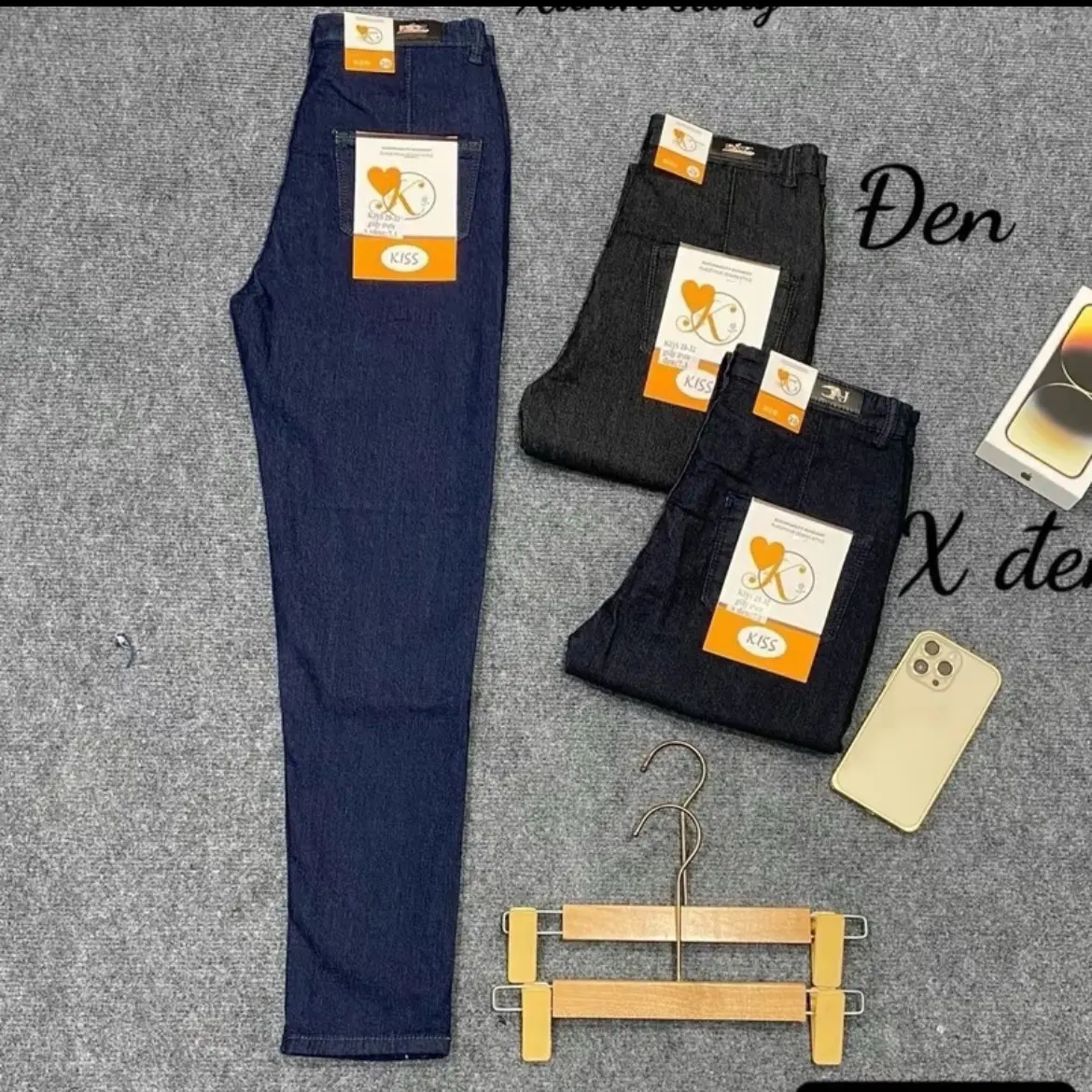 Quần Jean Giấy Lưng Cao 1Nút Trơn Đủ Size (38-75kg)