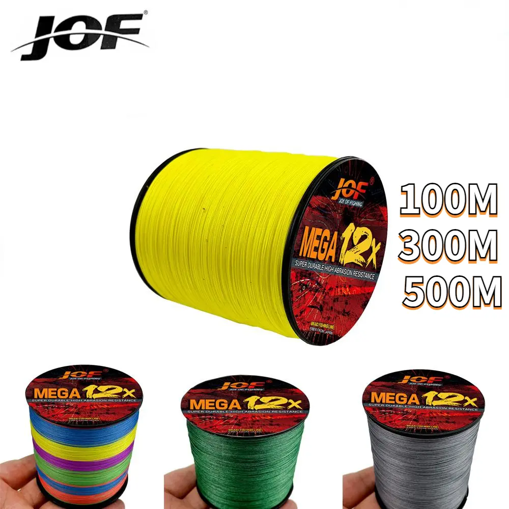 Dây Câu Cá PE Bện, JOF, 12 Sợi, Chiều Dài 500M-100M, 11.3KG-54.5KG, Nhiều Sợi, Thích Hợp Để Câu Cá Biển, Bề Mặt Nhẵn, Lực Kéo Mạnh