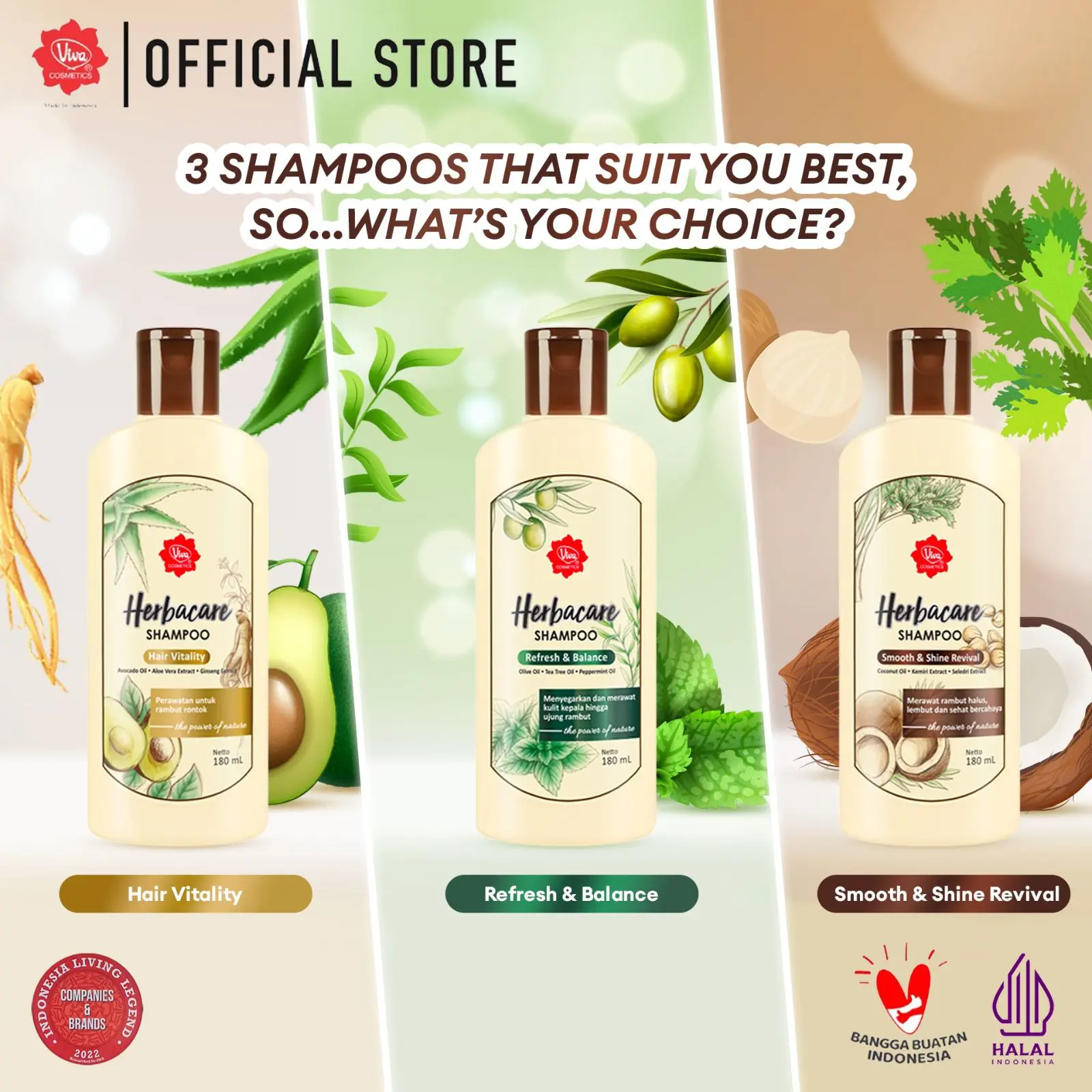 Viva Herbacare Shampoo - 180ml (tersedia 3 variant)