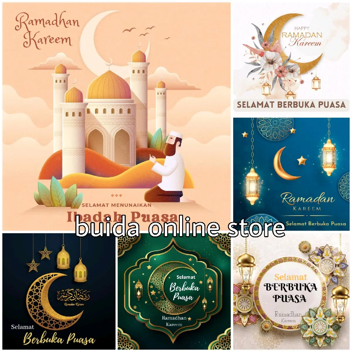 Stiker Sticker Label Selamat Menunaikan Ibadah Puasa Selamat Berbuka Puasa Ramadhan Kareem Ramadan Mubarak Segel Kemasan Dekorasi kotak Kue Hampers Takjil Box Cup Botol Toples Cookies Plastik Parcel Bingkisan Hantaran Selamatan Sealer Hiasan Packaging