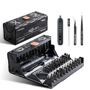 181 in 1電動スクリュードライバーセット、USB充電式電動スクリュードライバー3速トルク設定、電話/ラップトップ/カメラ/腕時計用の専門修理ツールキット