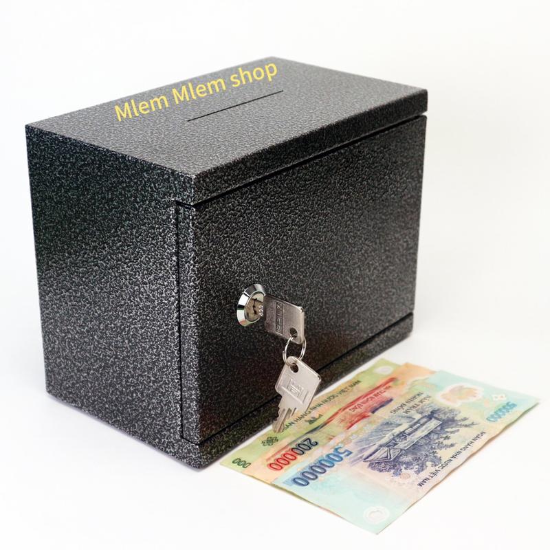 Két sắt mini tiết kiệm tiền Ống Heo, Ống Tiết Kiệm Đựng Tiền - Kim loại cao cấp, màu sơn bền đẹp lợn thần tài