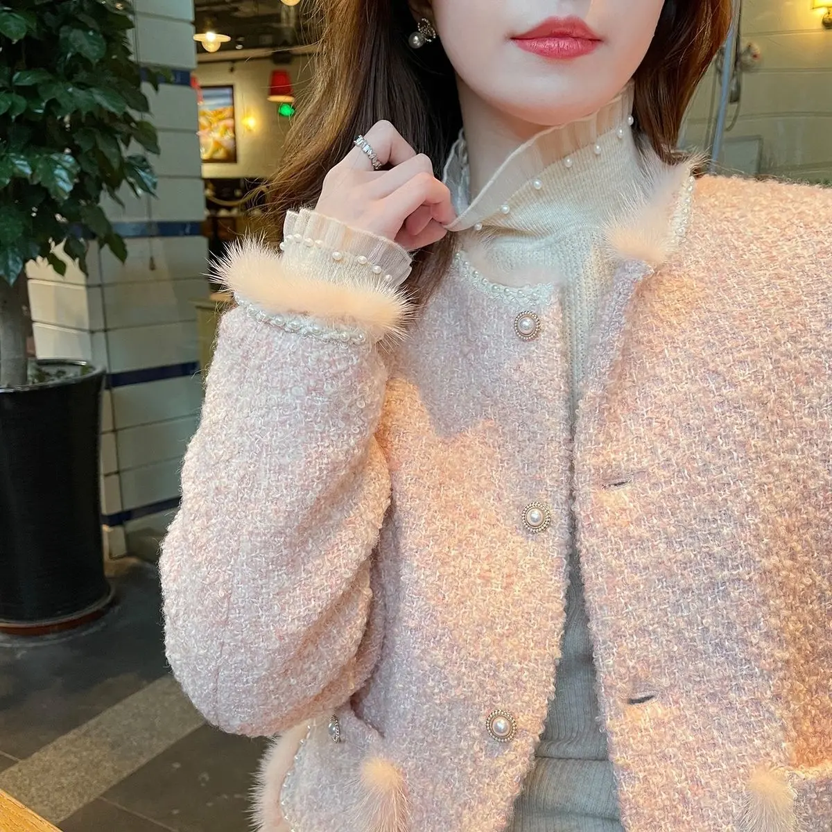 Áo Mặc Bên Trong Dệt Kim, Dài Tay, Cổ lọ thấp, Dành Cho Phụ Nữ, Bộ Sưu Tập Thu Đông, Thích Hợp Cho Trang Phục Bên Trong, Mỏng Vừa Vặn, Với Vòng Ngọc Trai, Áo Cao Cổ, Áo Lớp Nền, Phong Cách Phương Tây, Hàng Mới Về Năm 2024