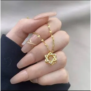 FORTUNE - [ COD ] KALUNG TITANIUM WANITA ASLI/ RANTAI PECAH KOPI LIONTIN BINTANG PERMATA