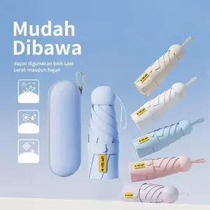 UPF 50+ Payung Lipat Mini Anti UV Payung Portable Anti Hujan Dan Panas Matahari Payung UV
