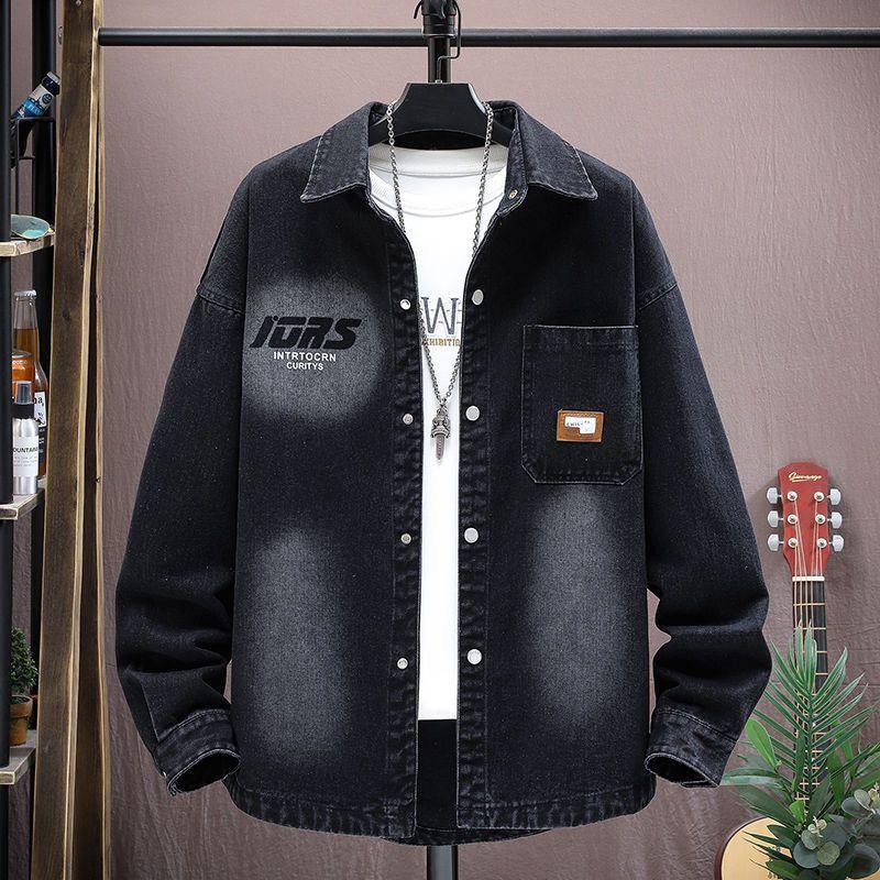 Áo Khoác Denim, Áo Khoác Sơ Mi Nam, Mỏng, Thích Hợp Cho Mùa Xuân Và Mùa Thu, Dáng Rộng Vừa Vặn, Phong Cách Hồng Kông, Có Thể Mặc Ngoài Trời, Quần Áo Nam Hàng Đầu Jacket Menswear Cotton 1