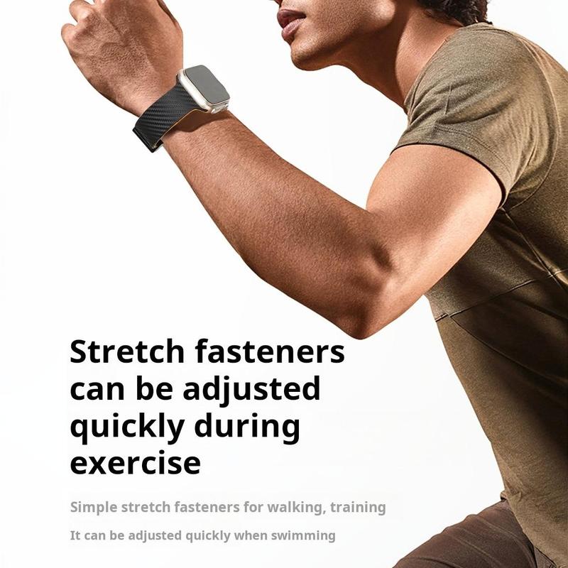 Carbon Fiber Silicone Watch Band, 1 Count Magnetic Dual Color Watch Band, Smart Watch Accessories Compatible with Apple Watch Series 9/8/7/6/5/4/3/2/1/SE, Wearable 7