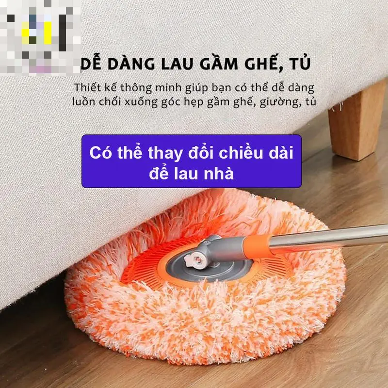 Chổi Quét Trần Nhà, Cây Lau Nhà Đa Năng Tiện Dụng Hình Tròn Hoa Hướng Dương Dài 180cm Inox 302 Đồng bông cứng cáp 3