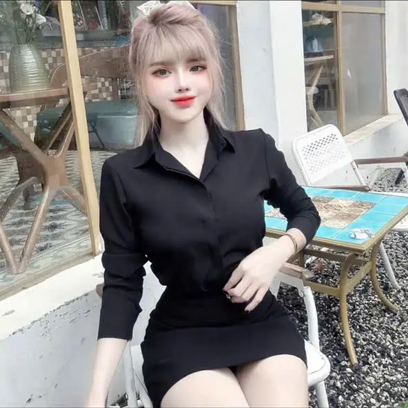 áo sơ mi nữ tay dài kiểu công sở nẹp giấu nút chất vải lụa cát hàn 2