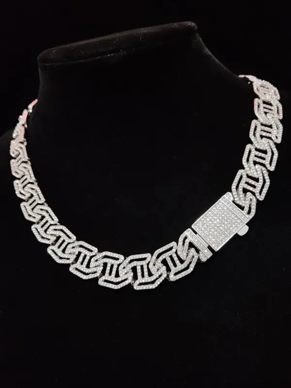 Rhinestone Cuban Chain Necklace,  Fashion Hip Hop Necklace for Daily Wear, Party Jewelry for Men & Women, Trendy All-match & Exquisite Jewelry for Birthday Gift without Box 3