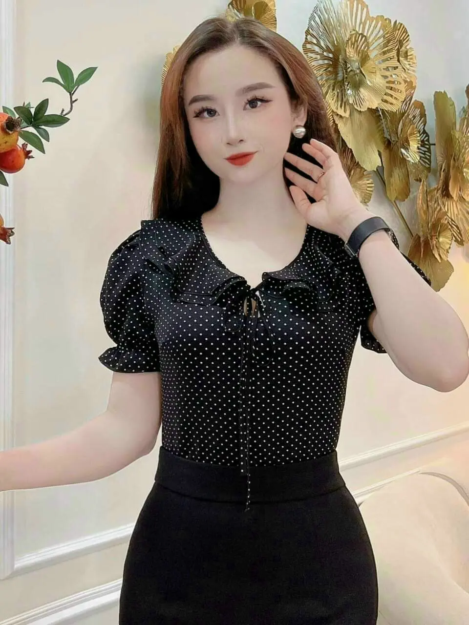 ÁO CÔNG SỞ CHẤM BI XINH XẮN TAY NGẮN DỄ THƯƠNG H24 ĐỦ SIZE