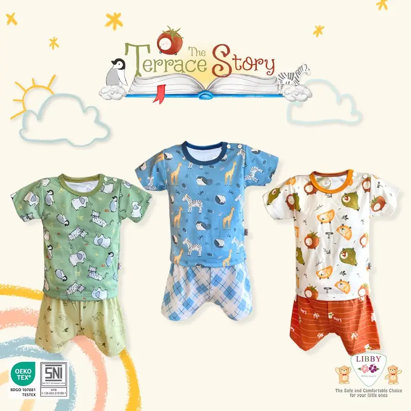 Baju Bayi Libby Baby 3 PSG TALE OF PRAIRIE Setelan Baju Lengan Pendek Celana Pendek Libby Bunda 0