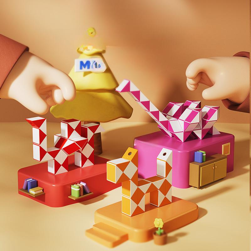 Macaron Rainbow Variety Magic Ruler 24/36/48/60/72 Children's Educational Toys Rubik's Cube can be spliced and deformed 7