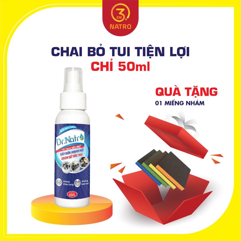 Tẩy Dr Natro tẩy sạch vết bẩn trên mọi bề mặt chai nhỏ 50ml - em3natro Làm Sạch