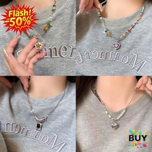 สร้อยคอผู้หญิง สีสันสดใส สร้อยคอลูกปัด ดอกไม้หิน โซ่สั้น มีสไตล์ ทันสมัย เหมาะเป็นของขวัญ ฮิต สร้อย แฟชั่น ผู้หญิง