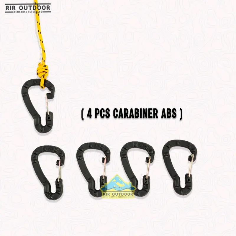 1 PAKET TALI FLYHSEET RIR OUTDOOR (4 tali, 4 guyline, 4 carabiner) Camping 3