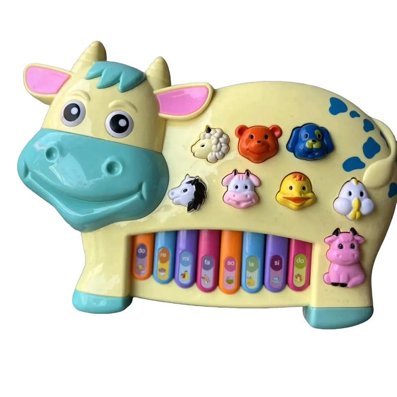 Đàn hình con bò và thỏ dễ thương có nhạc có đèn Tặng kèm pin Đồ Chơi Toy