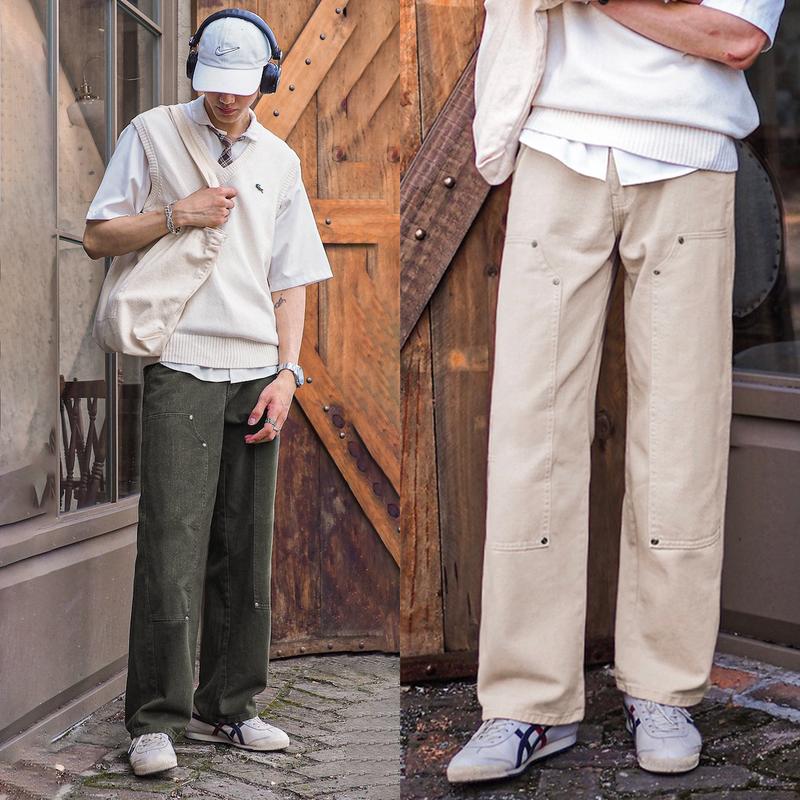 Quần Kaki Ống Suông Unisex Double Knee Reetro