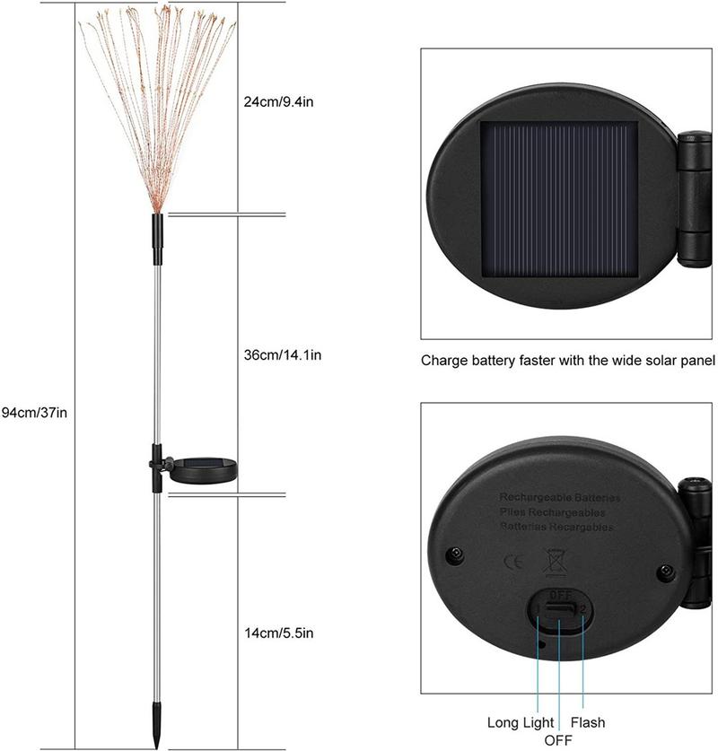 Product Introduction of Solar Fireworks LED Garden Lights Outdoor Waterproof Firework Lamps for Fowerbed Garden Home Tree Flower Xmas 83