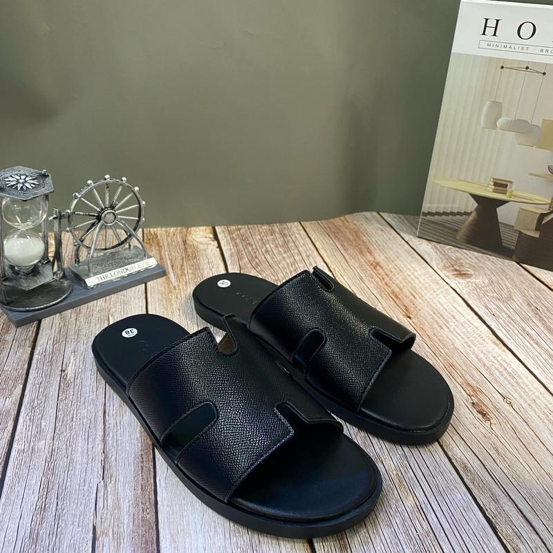 [Sz ngoại cỡ 36-45]Dép da chữ Hát đen nhám bo viền sắc nét đế fit êm chân  DéP Nam Sandal Đế Bằng dép  boy phố 1