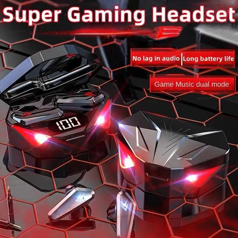 Tai nghe chơi game X15 Bluetooth 5.0, tai nghe trò chơi thời trang Bluetooth , tai nghe TWS nguyên bản, tai nghe điện thoại di động, tai sau có micrô, thích hợp cho Android/IOS máy tính
