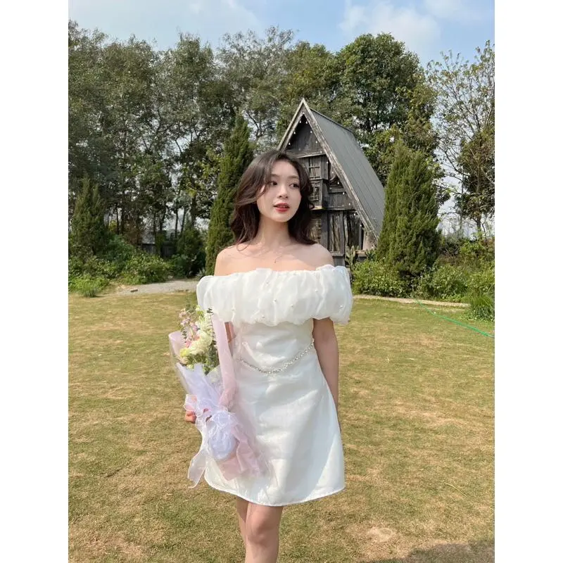 [Rẻ vô địch] [Ảnh thật] Blingie Dress ( Đầm trễ vai dự tiệc đính đá chụp kỉ yếu )