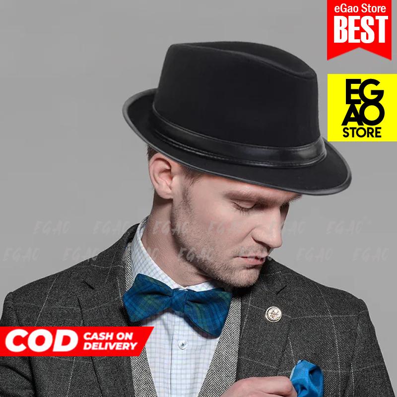 Topi Fedora Kulit Asli Pria / Topi Laken Pria Original Hat Trucker 3