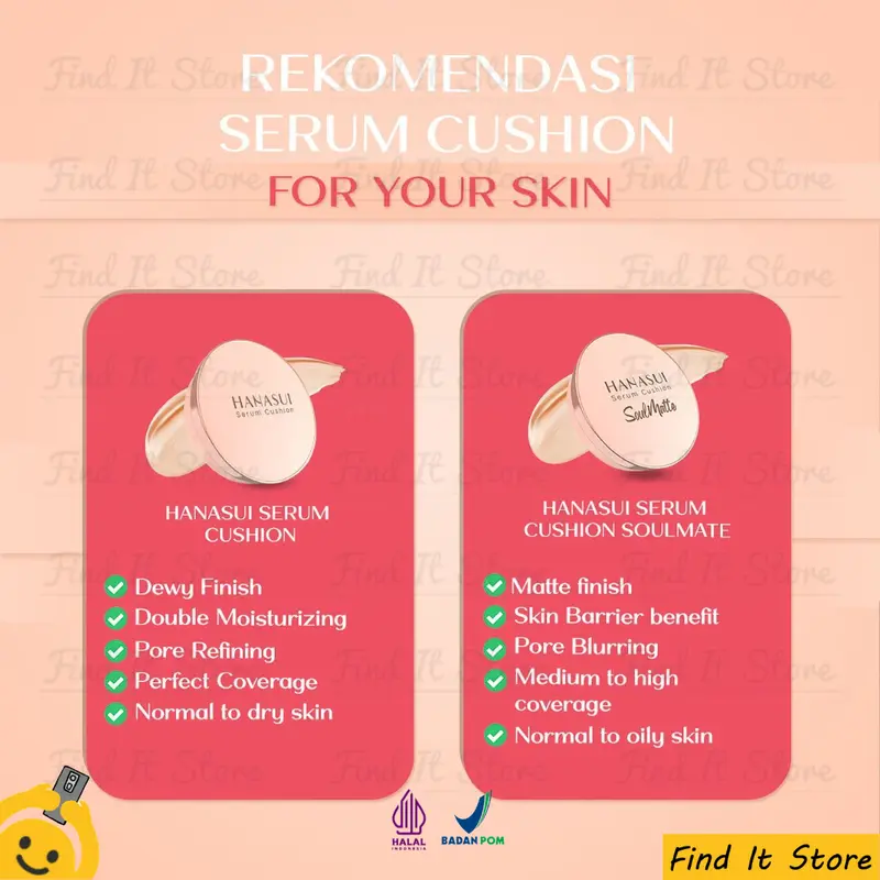 Hanasui Serum Cushion Soulmatte | Foundation | Matte Finish | Hybrid Makeup | BPOM HALAL Concealer Creamy Niacinamide Wajah Cosmetic Kosmetik Mencerahkan 4