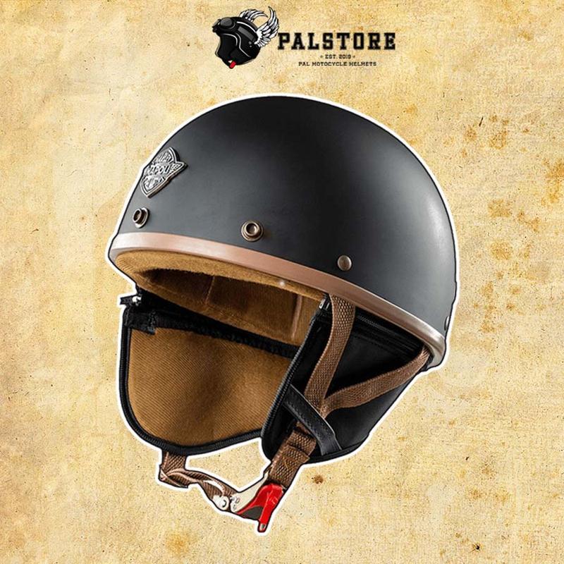 Combo Mũ bảo hiểm Napoli Màu Đen Nhám và Kính gắn nón