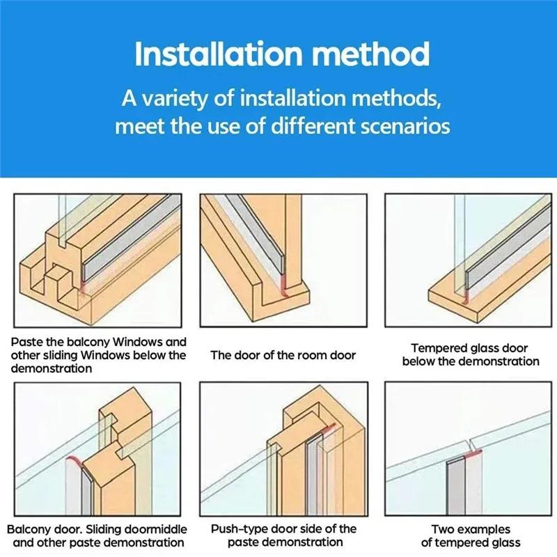 Product Introduction of Door Seal Bottom Windows Self Adhesive Soundproof Doors Silicone Rubber Seal Strip Weatherstrip Bar Window Sealing Films 24