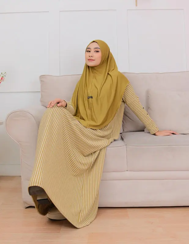 Gamis Inara Salur Button Knit Premium Kekinian Muslim Wanita 8