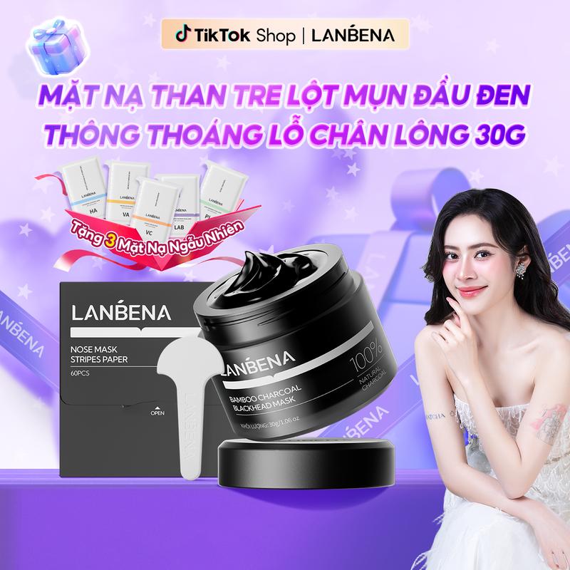 【Lanbena Than tre Mặt nạ tẩy mụn đầu đen bằng than tre LANBENA, Phiên bản nâng cấp 2.0, 60 dải mũi, Mặt nạ lột, Sữa rửa mặt làm trắng lỗ chân lông, Làm sạch sâu, Thích hợp cho mọi loại da, 30g, Mới, Skincare Cosmetics Nữ