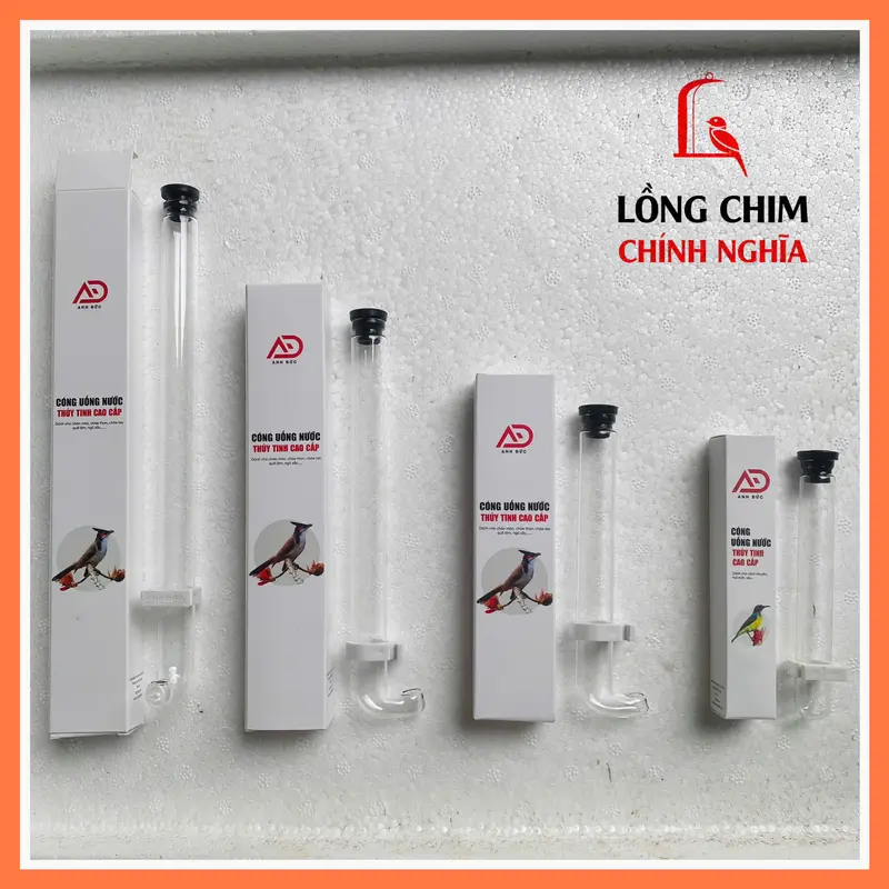 Ống thuỷ tinh đựng nước cho chim khuyên, hút mật, chào mào, choè,... đủ size giá rẻ, MẪU MỚI NÚT ĐEN CAO CẤP, siêu bền 0