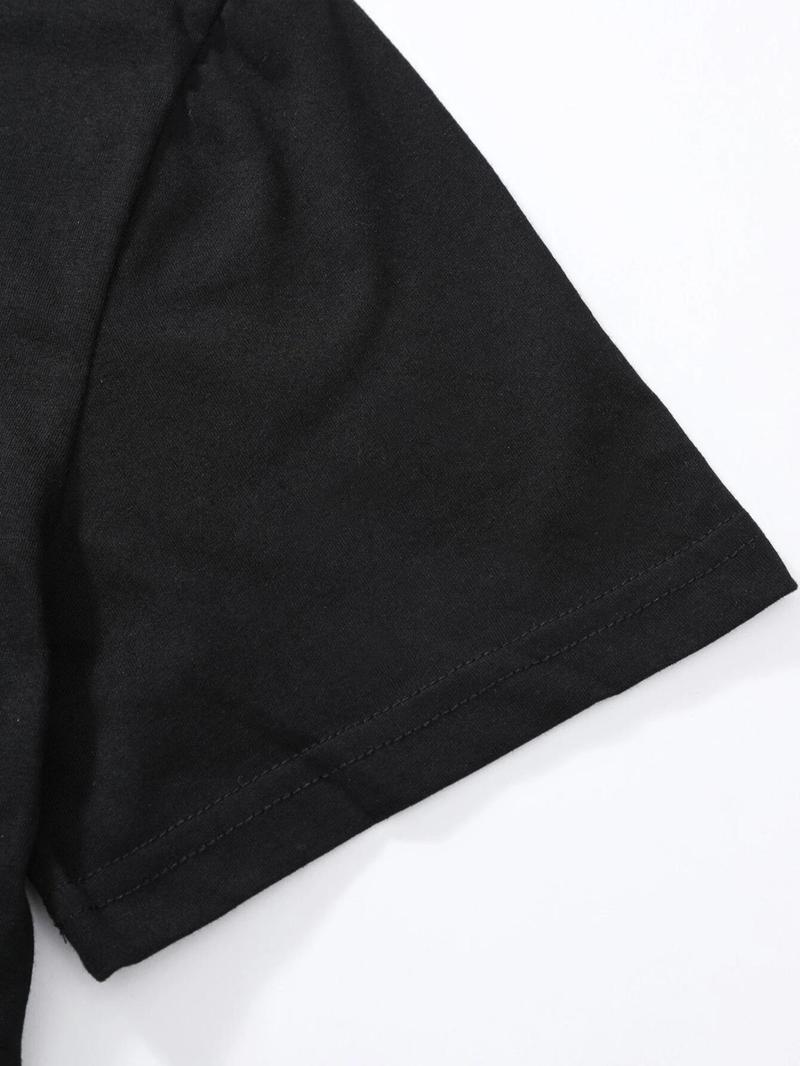 Product Introduction of Women's Letter Print Drop Shoulder Tee, Casual Half Sleeve Round Neck T-shirt, Women's Top for Summer Daily Wear 3