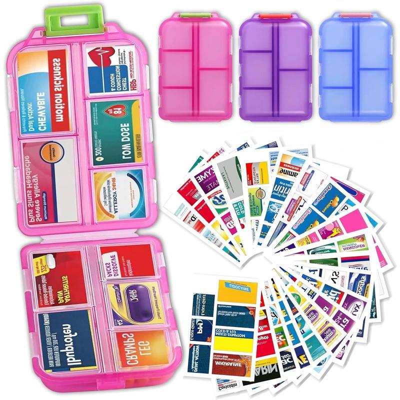 Daily Pill Container with Medicine Labels - 7 Day Mini Medication ...
