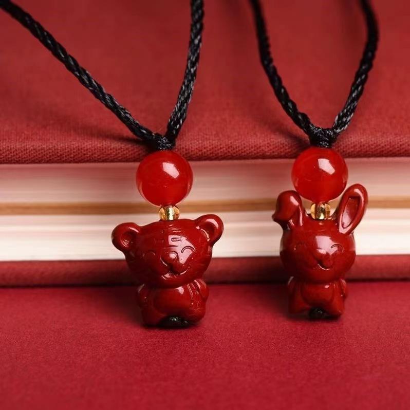 Product Introduction of 202512   Zodiac Necklace Cinnabar Anping Necklace Children Adult Necklace Purple Gold Sand Pendant 4