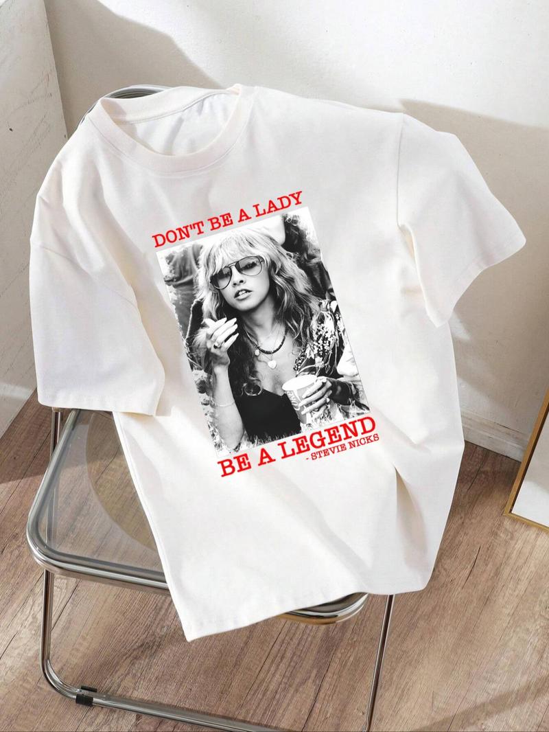 Product Introduction of Women's Graphic Print Round Neck Tee, Vintage Trendy Casual Short Sleeve T-shirt for Daily Wear, Ladies Summer Clothing 1