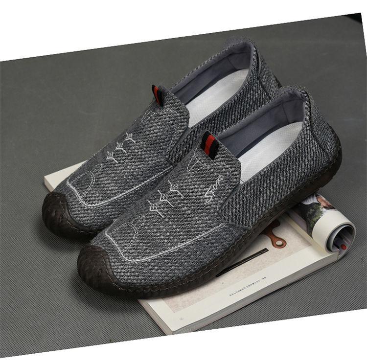 Giày Lười Vải Lanh Thoáng Khí, Đế khâu, Mềm Chống Trơn Trượt G201 Nam Loafer Cao Su Shoes 1