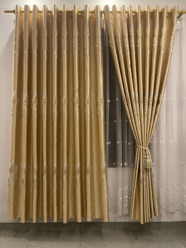 RÈM GẤM NGỌC TRAI VÀNG HOẠ TIẾT CÂY LOẠI 1 SIÊU DÀY ( TRỌNG LƯỢNG 900 GRAM/ 1M VẢI ) Chống nắng 95% , Rèm cửa sổ và cửa chính , đầy đủ kích thước ( rèm không kèm thanh treo ) khung blinds rem ngan rem  thay rèm  cửa chega màn  treo  phòng  ngủ
