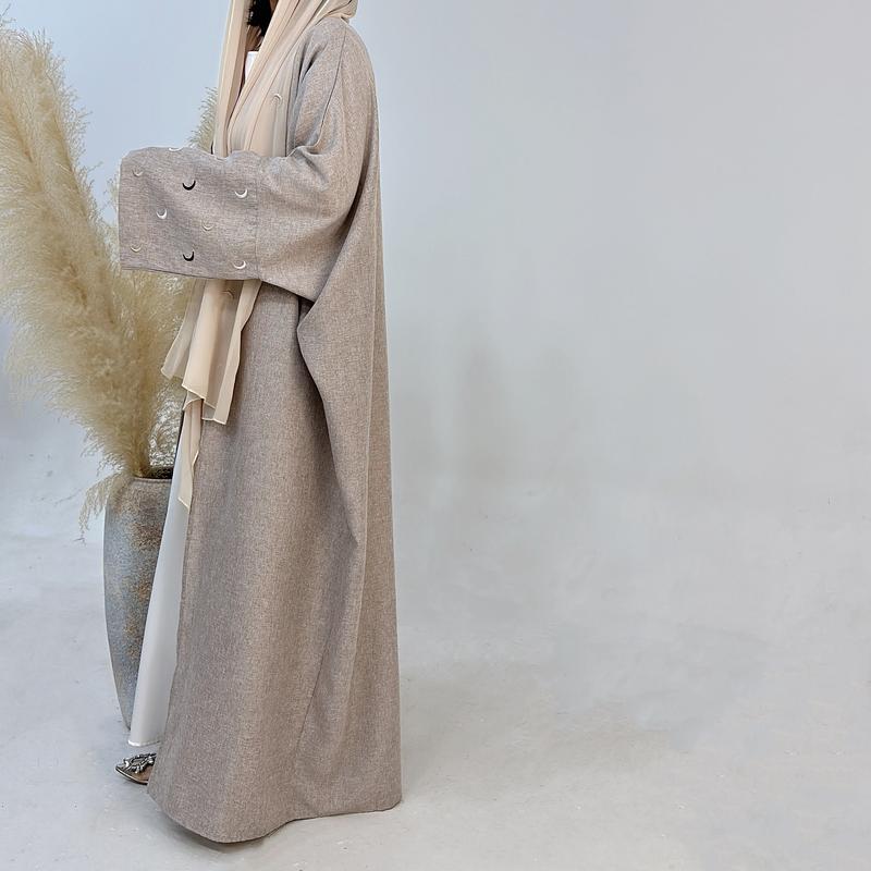 Product Introduction of Muslim 2025 Dubai Middle East Turkey Embroidery Elegant Cardigan Dress Robe Breathable Sunscreen 4