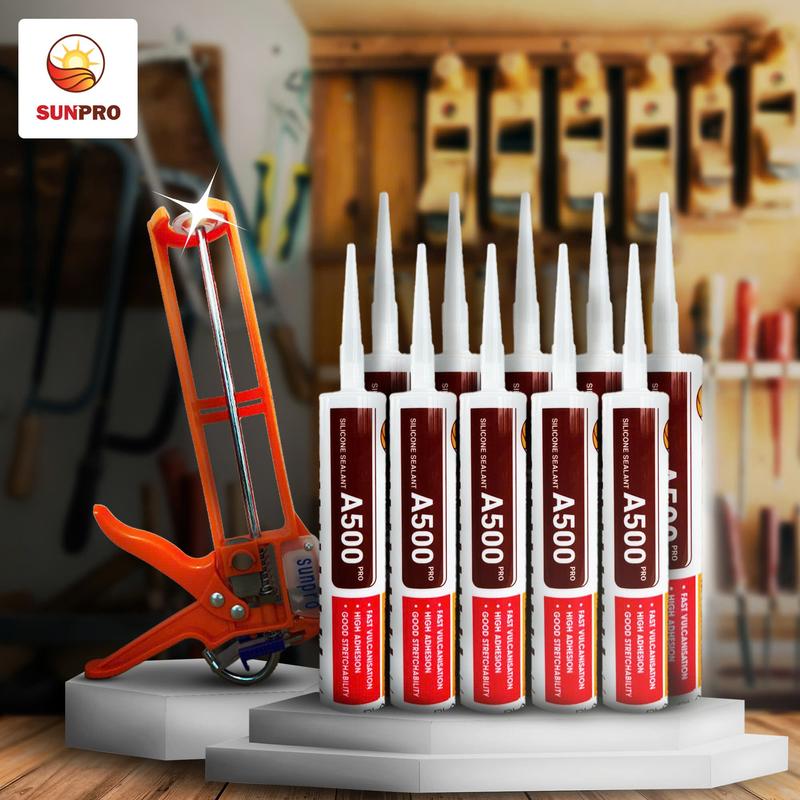 Combo 10 chai keo silicon A500  Sunpro dán nhôm kính, trám bê tông, khe hở, dán nội thất, keo dẻo bóng mịn, bền với thời tiết nắng mưa chịu nhiệt độ cao
