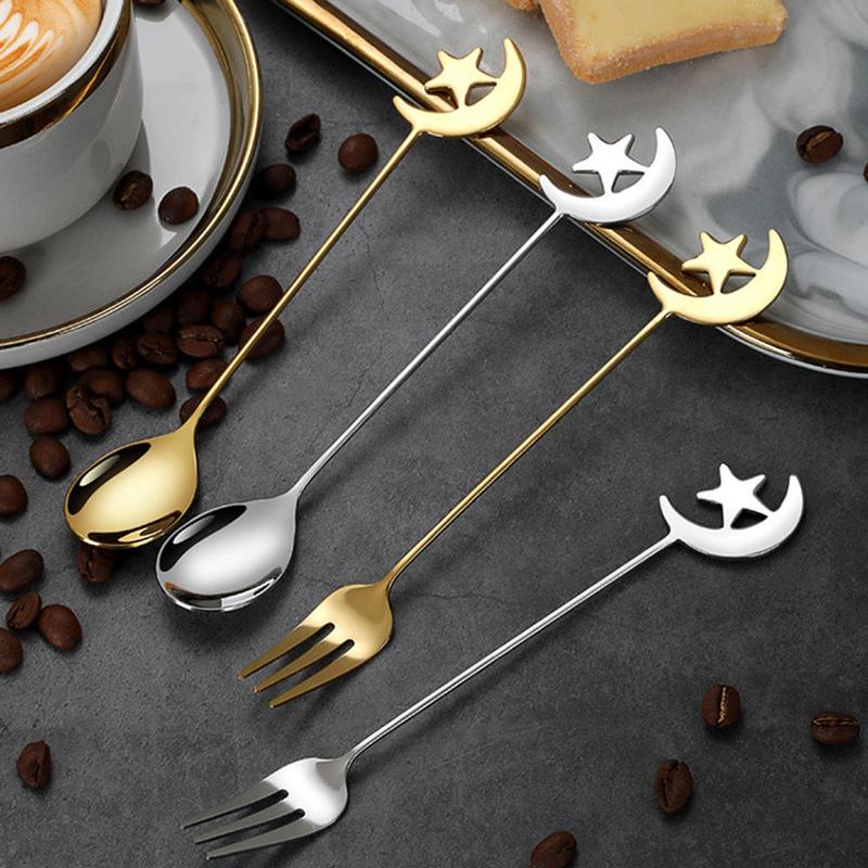 Product Introduction of Stainless Steel Spoon Decorative Elegant Stylish Fork Star Moon Creative Tableware for Home Restaurant Dining Coffee Cake Cutlery Dessert Accessories 3