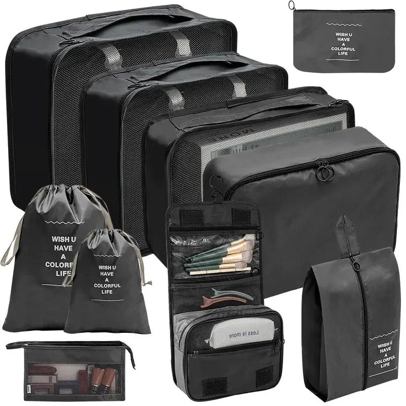 10 In 1 Travel Bag Tas Travel Organizer Bag Pouch Set Storage Luggage Bag Tas Penyimpanan Travel Tas Travel Organizer Koper Pouch Travel Baju Koper Tas Dalam Koper Packing Cubes Isi 10 Pcs Traveling Bag Organizer 7