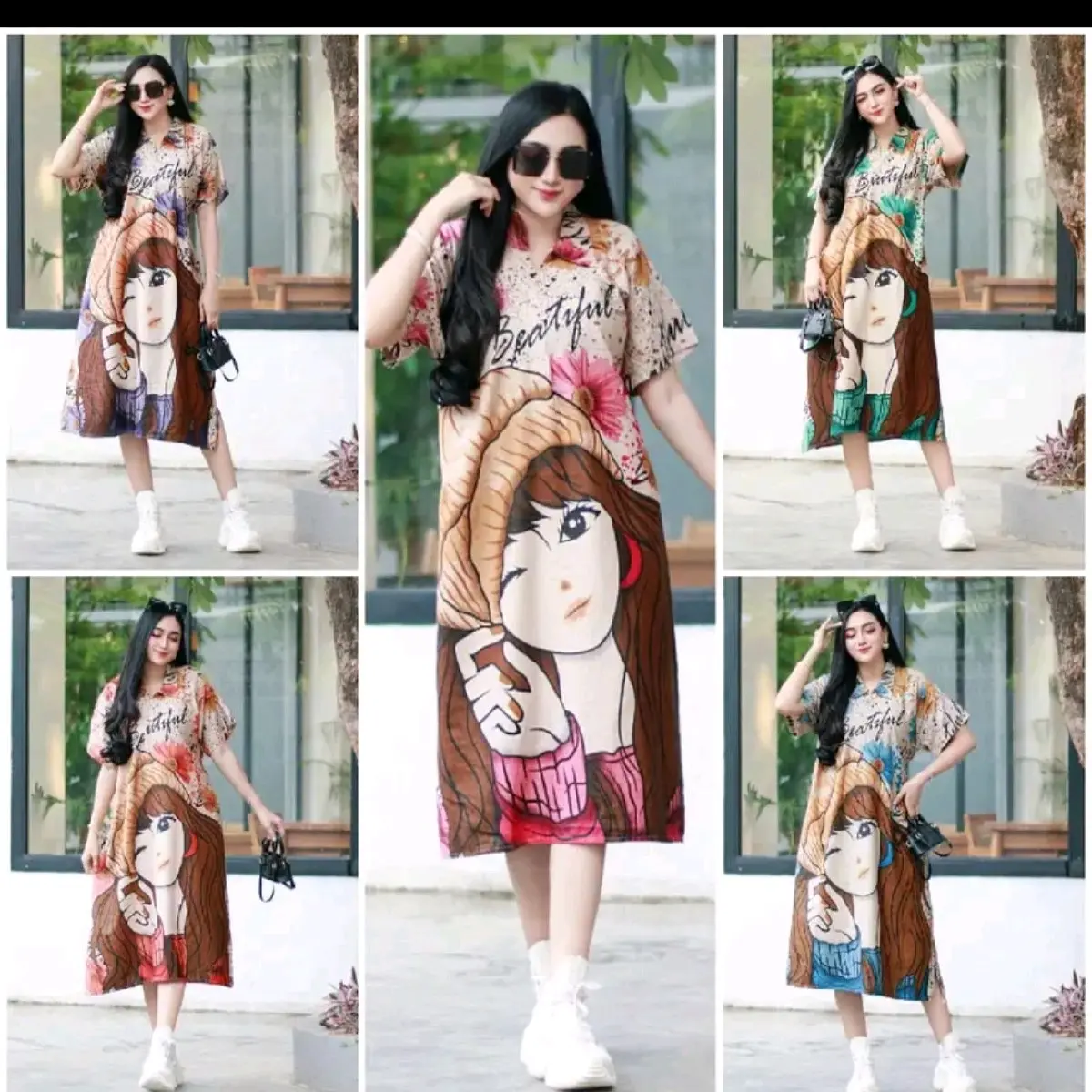 DASTER BEAUTIFUL JUMBO DASTER VIRAL KEKINIAN KERAH KEMEJA Musim panas Bumil Busui Rayon Bumil Busui Panjang Rayon Wanita