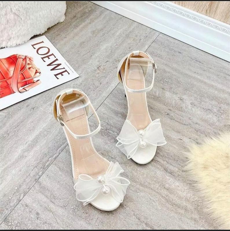 Giày sandal cao gót nơ kết ngọc trai tiểu thư 8p siêu xinh Nhung DéP 0