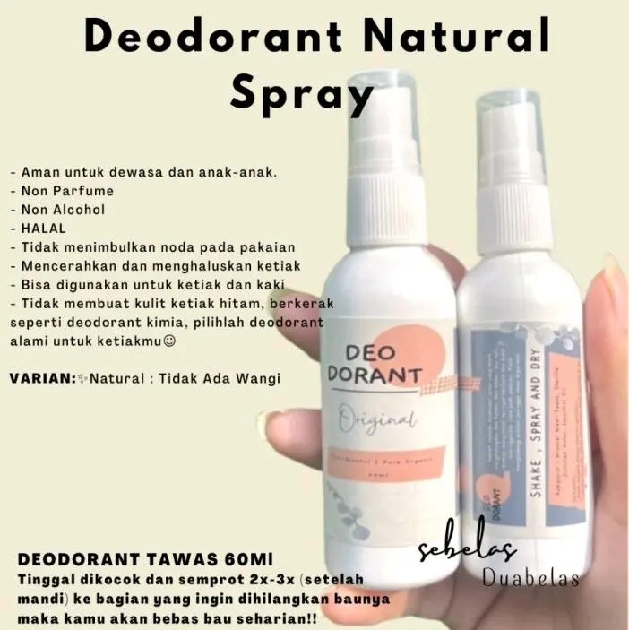 DEODORAN SPRAY 60ML Organik Tanpa Pengharum Deodorant Ketiak Tawas Bau deodorant spray anti bakteri