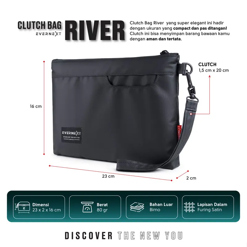 EVERNEXT Clutch Bag Pria Waterproof Tas Tangan Pria Wanita Anti Air Pouch Bag Pria Hand Bag Cowok Waterproof Distro Terbaru 1
