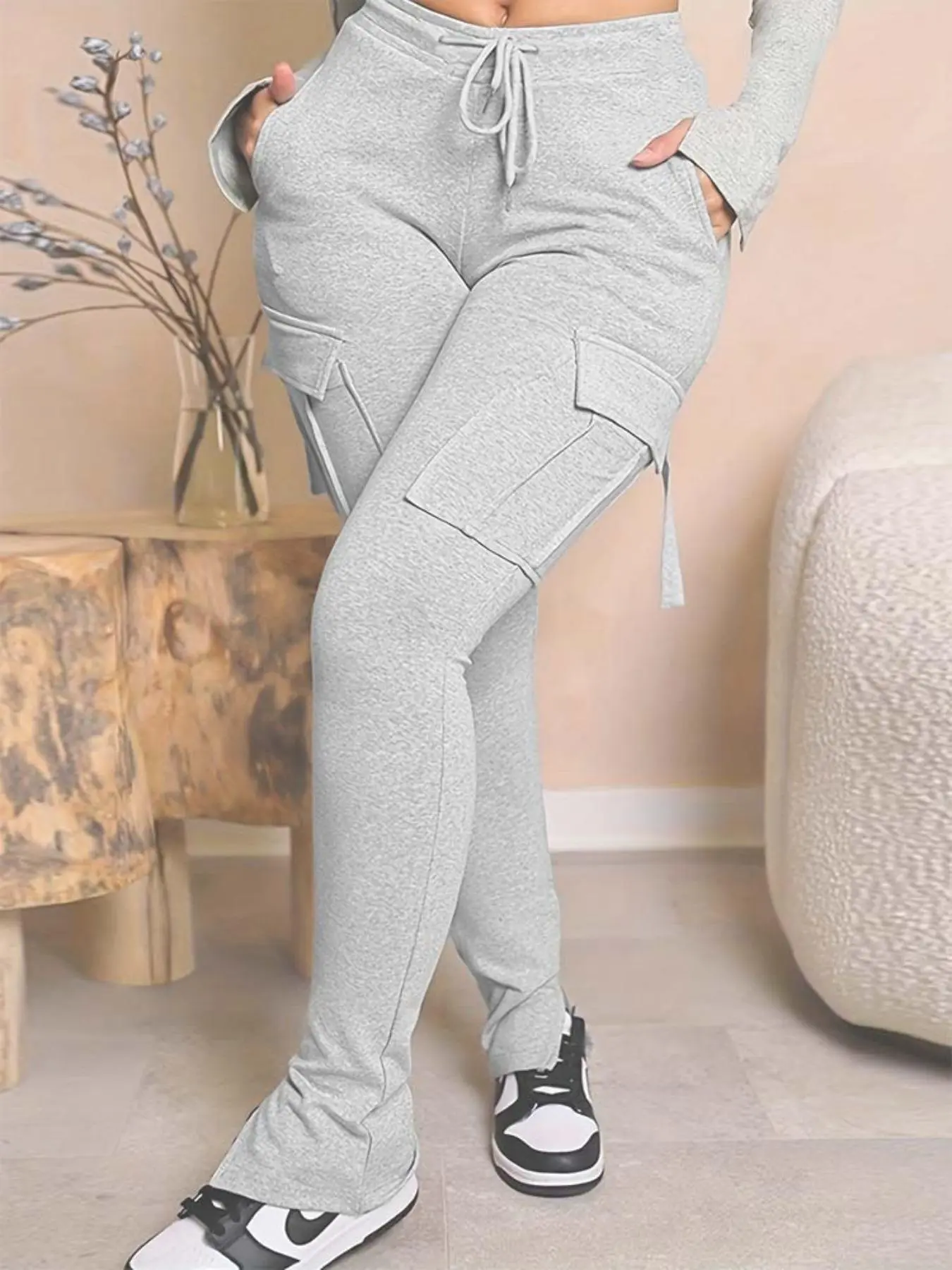 Women's Plain Pocket   Jogger Pants, Casual Comfy Sweatpants for Daily Wear, Ladies Bottoms for All Seasons