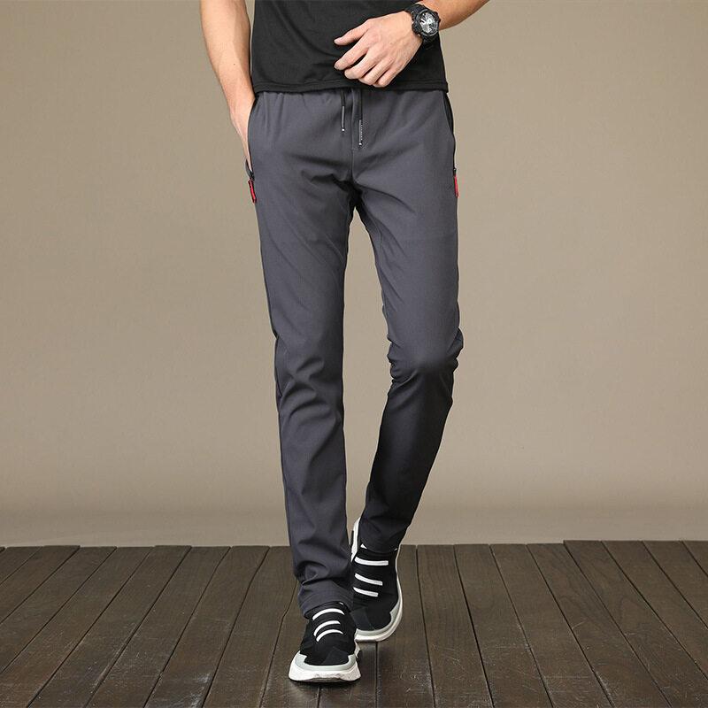 Men's casual pants men's sports pants stretch quick-drying trousers straight pants loose trousers Menswear Lingerie Beige Plain 2